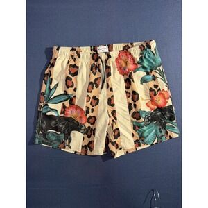 Mavrans Shorts XXL Adult Beige Floral Leo Pantera Swim Trunks Tropical Beach